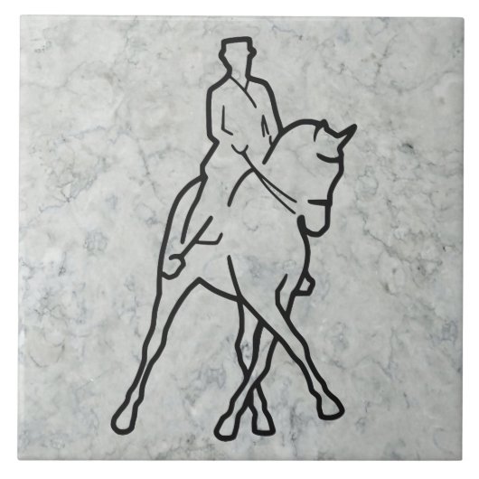 Carreau Cheval de dressage et cavalier - demi de passage (Devant)