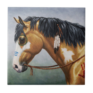 Carreau Cheval de guerre amérindien Buckskin Pinto