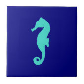Carreau Cheval De Mer Turquoise Sur Décor Côtier Bleu Mari (Devant)