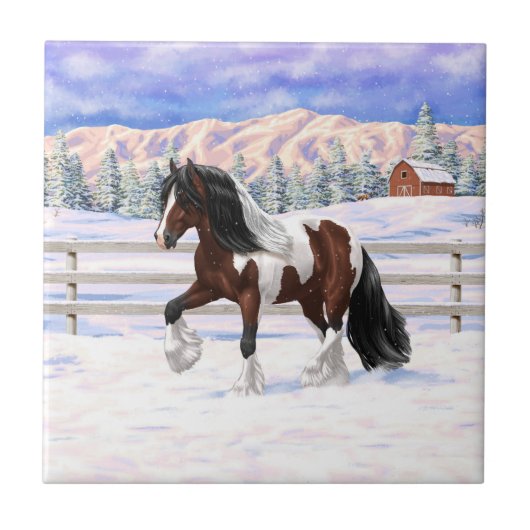 Carreau Cheval de Tinker Tinker Gypsy Vanner Brown Pinto (Devant)