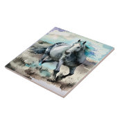 Carreau Cheval de trait à l'aquarelle galopant (Côté)