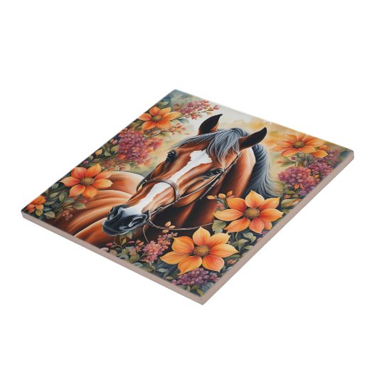 Carreau Cheval Et Fleurs (Côté)