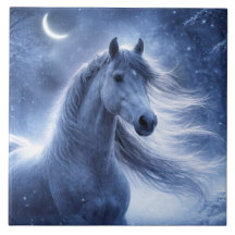 Cheval et Lune Croissante Belle Art
