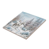 Carreau Cheval hiver scène neige forêt Noël (Côté)