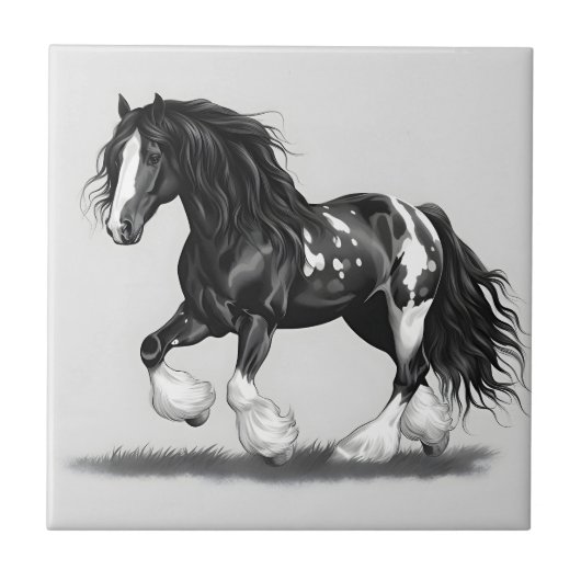 Carreau Cheval monochrome Gypsy Vanner (Devant)