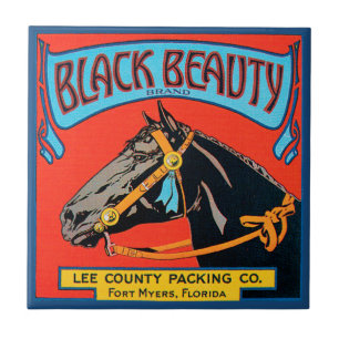 Carreau Cheval noir de beauté sur l'arrière - plan rouge