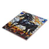 Carreau Cheval noir en vitrail (Côté)