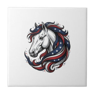 Carreau Cheval Patriotique Gravure Vintage Art Vectoriel