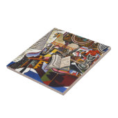 Carreau Cheval Pipe Fleur rouge par Joan Miro (Côté)