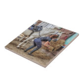 Carreau Cheval sellé à l'heure du repas (Côté)