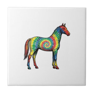 Carreau Cheval Tie Dye Gravure Vintage Art Vectoriel