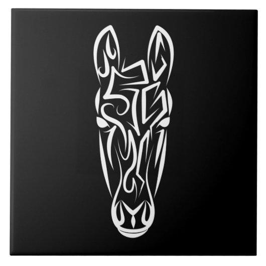 Carreau Cheval tribal noir et blanc (Devant)