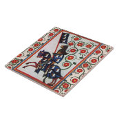 CARREAU CHEVALIER BLEU AVEC ROSES ROUGES MINIATURE MÉDIÉVA (Côté)