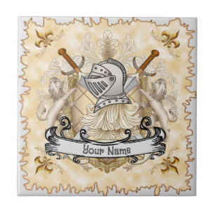 Carreau Chevalier sépia Bouclier nom de famille