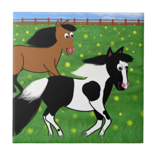 Carreau Chevaux de bande dessinée fonctionnant dans le