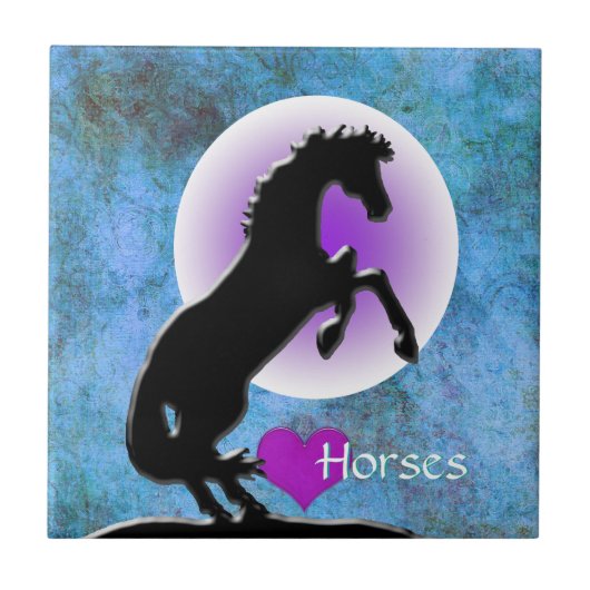 Carreau Chevaux de coeur V (bleu/vert) (Devant)