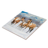 Carreau Chevaux De Peinture En Peau De Bouche Dans La Neig (Côté)