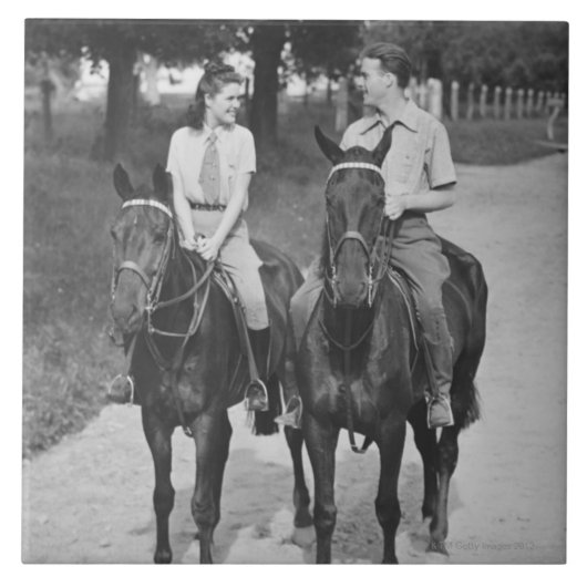 Carreau Chevaux d'équitation de couples (Devant)