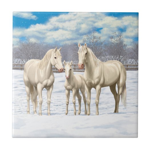 Carreau Chevaux Du Quartier Blanc En Neige (Devant)