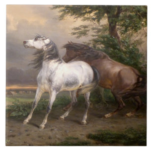 Carreau Chevaux effrayés par la tempête (par Carle Vernet)