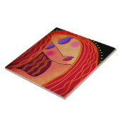 Carreau Cheveux rouge brillant peinture numérique Abstrait (Côté)