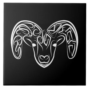 Carreau Chèvre tribale noire et blanche / Mouton