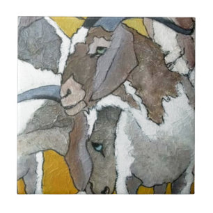 Carreau Chèvres mignonnes caressant