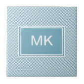 Carreau Chevron bleu avec Monogramme (Devant)
