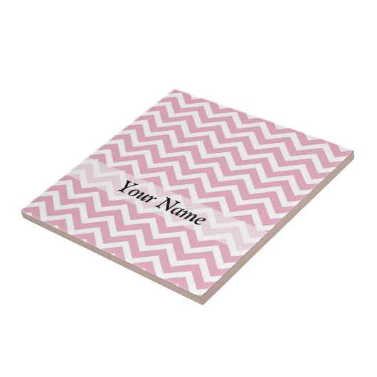 Carreau chevron rose et blanc (Côté)