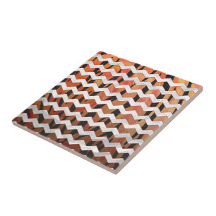 Carreau Chevron Tiger chaud orange et noir