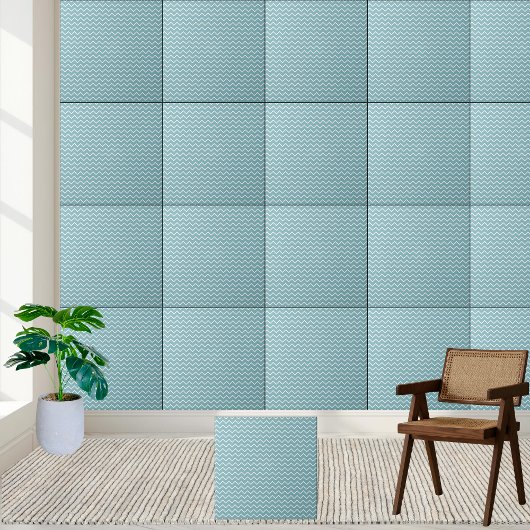 Carreau Chevron Turquoise et Blanc - Zigzag moderne