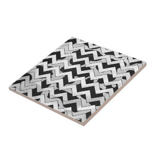 Carreau Chevron Vache noir et blanc