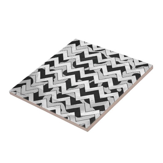 Carreau Chevron Vache noir et blanc (Côté)