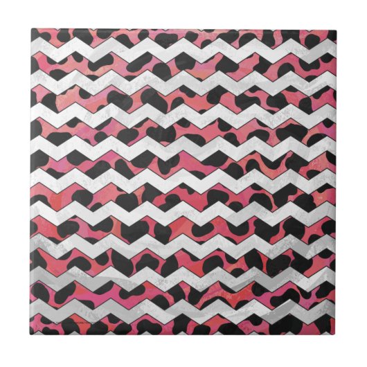 Carreau Chevron Vache rose et noir (Devant)