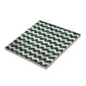 Carreau Chevron Zebra noir et vert (Côté)