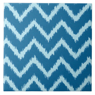 Carreau Chevrons Ikat - Indigo et Bleu Pâle