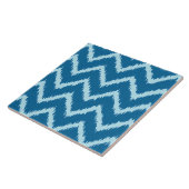Carreau Chevrons Ikat - Indigo et Bleu Pâle (Côté)