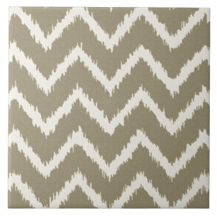 Carreau Chevrons Ikat - Taupe brun et beige