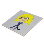 Carreau Chibi avec un chat comme une queue (Côté)