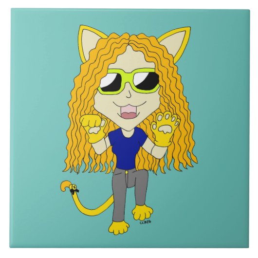 Carreau Chibi Catgirl avec pattes (Devant)
