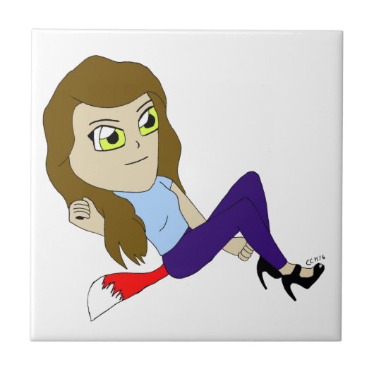 Carreau chibi foxy fille céramique (Devant)