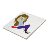 Carreau chibi foxy fille céramique (Côté)