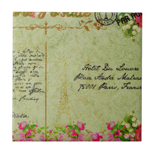 Carreau Chic chic, floral, rose, vintage, rustique du pays
