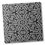 Carreau Chic élégant noir blanc moderne géométrique<br><div class="desc">Ce motif moderne art déco noir et blanc unique présente des lignes vraiment cool et des starburst. Vous pouvez customiser la couleur arrière - plan pour lui donner un look très différent ! Que vous souhaitiez utiliser ce carrelage comme petit dessous de verre ou trivet pour boire un verre ou...</div>