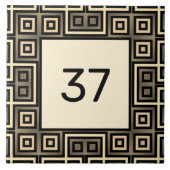 Carreau Chic Fancy Deco Ivory & Grey Numéro de maison Plaq (Devant)