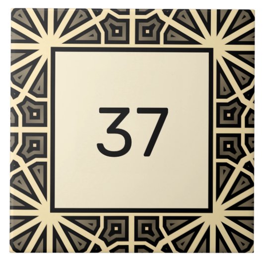 Carreau Chic Fancy Deco Ivory & Grey Numéro de maison Plaq (Devant)