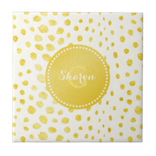 Carreau Chic faux or brillant imprimé guépard monogramme