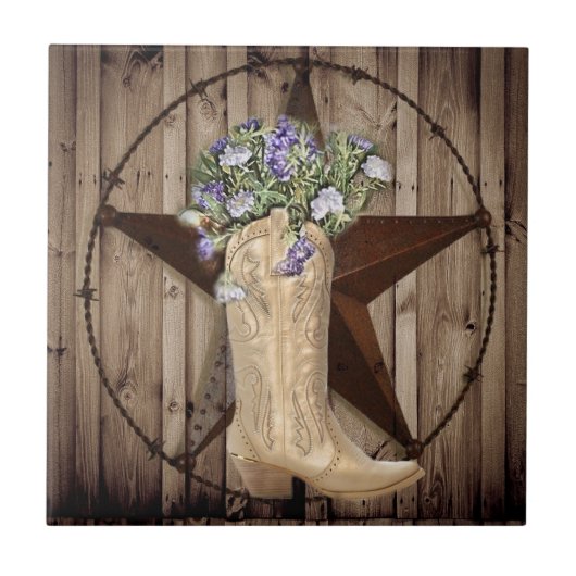 Carreau Chic Fleur sauvage Texas Star Western cowgirl coun (Devant)