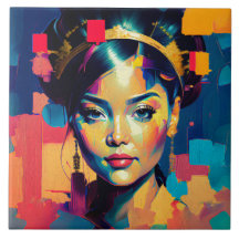 Chic Gold Foil Colorful Femmes Impasto peinture à 