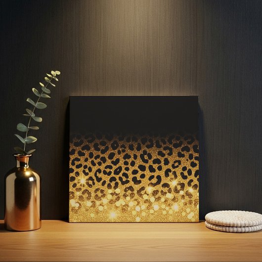 Carreau Chic Gold Glitter Leopard Print Pattern